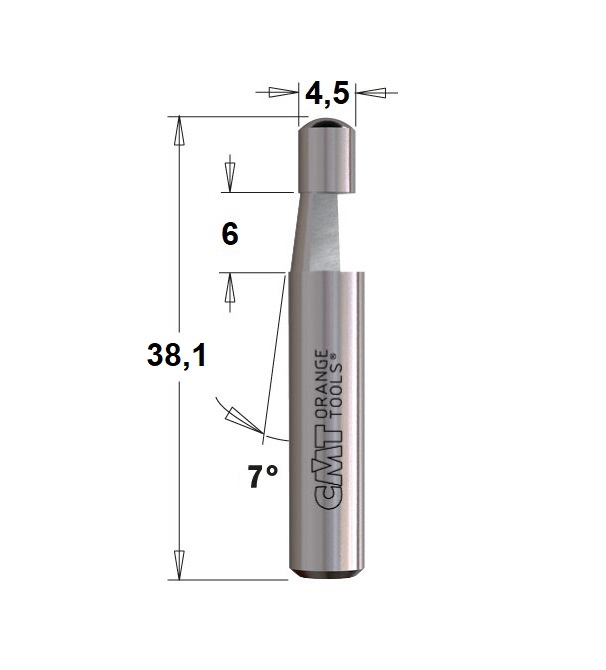 Fresa Piloto para Refilar 7° HW Ø4,5/6x6mm - marca CMT - Cód. 743.060.11